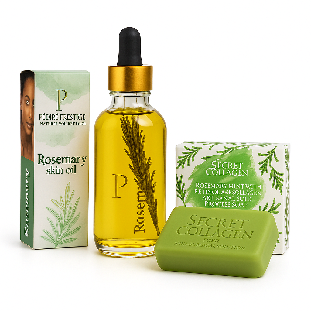 Prédiré Paris Rosemary Mint Self-Care Duo – Cold-Processed Bar Soap & Nourishing Skin Oil