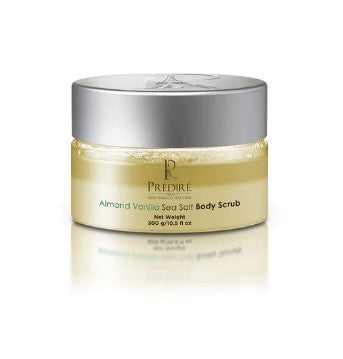 Predire Paris Almond Vanilla Sea Salt Exfoliating Body Scrub with Argan Oil & Vitamin E Booster | Luxury Bodycare