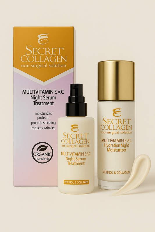 Secret Collagen Multivitamin A, E & C Night Serum Treatment + Hydration Night Moisturizer — 2-Piece Bundle