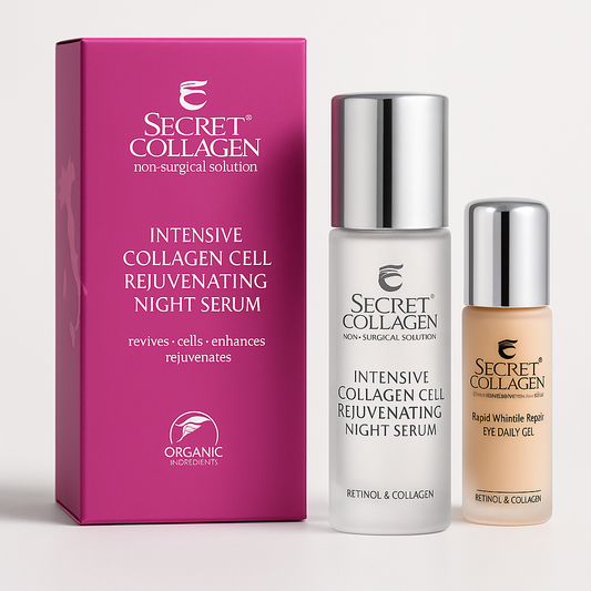 Secret Collagen Rapid Wrinkle Repair Daily Eye Gel + Intensive Collagen Cell Rejuvenating Night Serum — 2-Piece Bundle